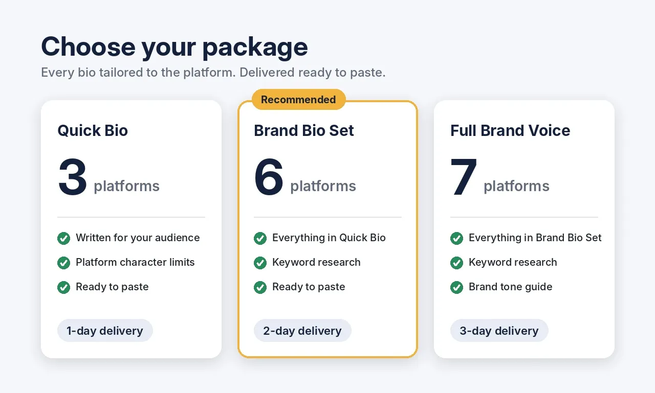 Sample: bio 3 packages